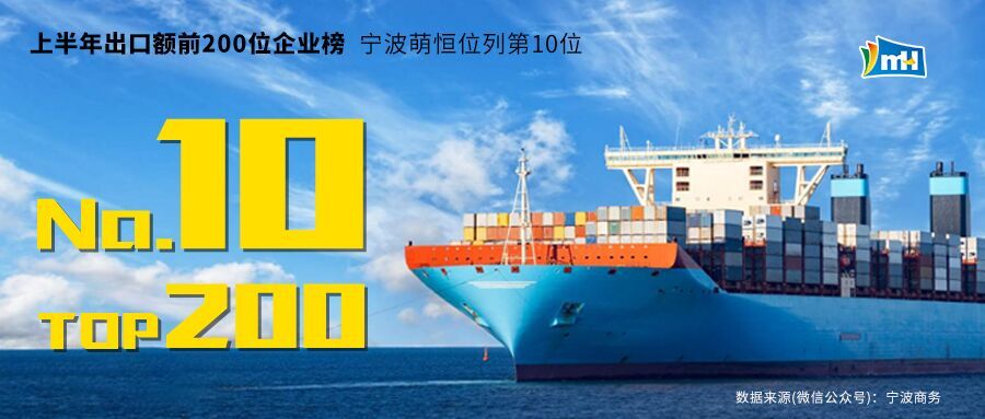寧波2019上半年出口額前200位企業(yè)榜，寧波萌恒榮列第10名！